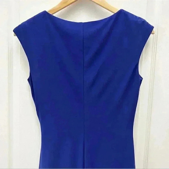 Lauren Ralph Lauren Dress Surplice Wrap Front Sleeveless Royal Blue  Size 2 - Picture 9 of 16